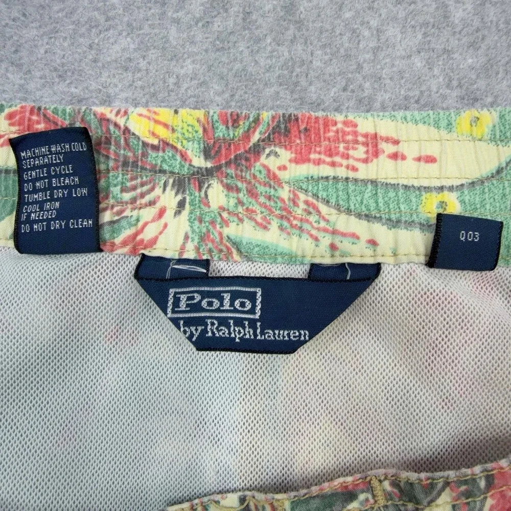 Polo Ralph Lauren Swim Shorts Mens Medium Green Aloha Hawaii Trunks Surf Beach